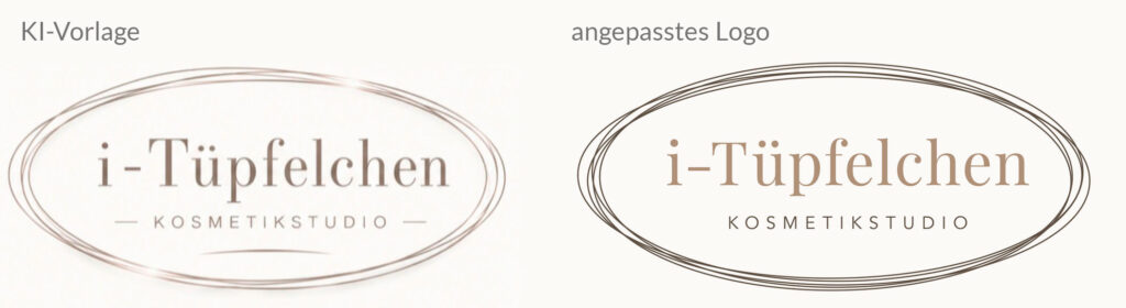 Beispiel für Branding mit KI: Logo vor und nach der Bearbeitung und Vektorisierung