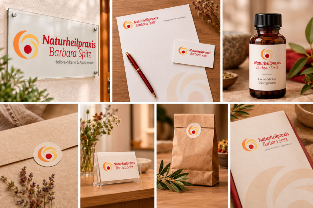 Logodesign und Corporate Design Anwendungen für eine Heilpraktikerin